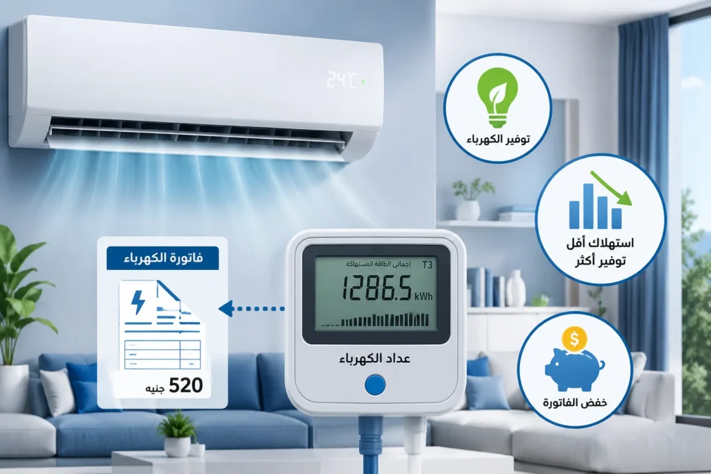 استهلاك التكييف للكهرباء وحساب فاتورة الكهرباء.