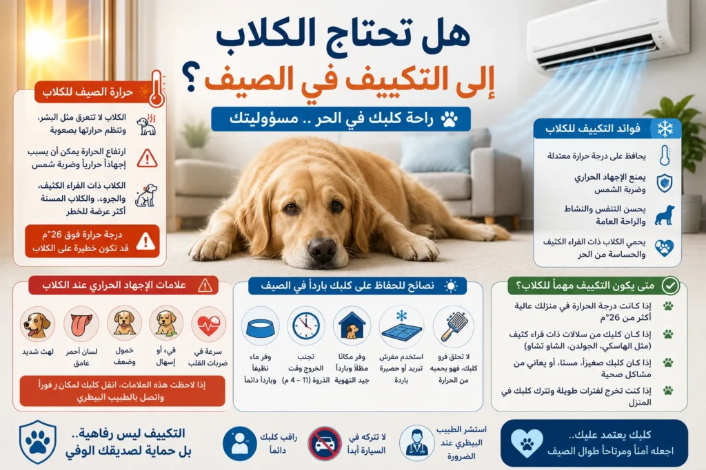 هل تحتاج الكلاب إلى التكييف في الصيف؟ الدليل الشامل لحماية أليفك من الحرارة العالية