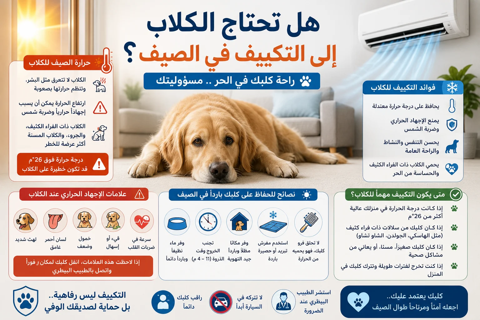 هل تحتاج الكلاب إلى التكييف في الصيف؟ الدليل الشامل لحماية أليفك من الحرارة العالية